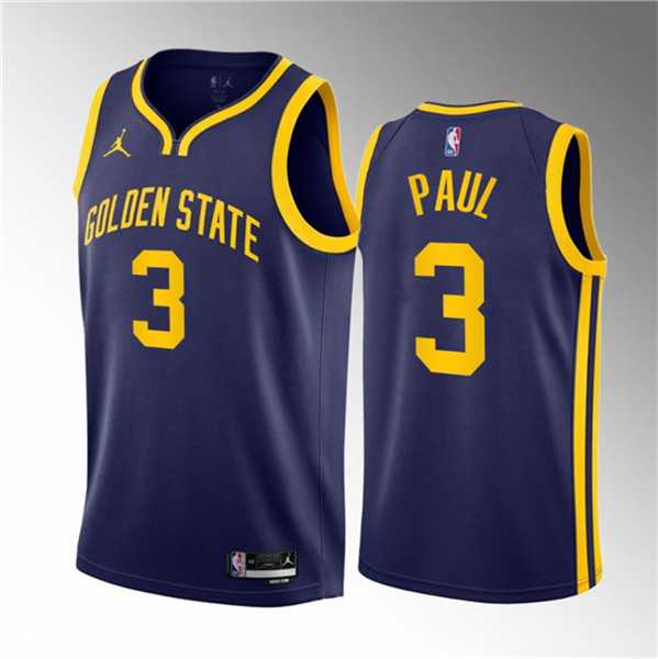 Mens Golden State Warriors #3 Chris Paul Navy Statement Edition Stitched Basketball Jersey Dzhi